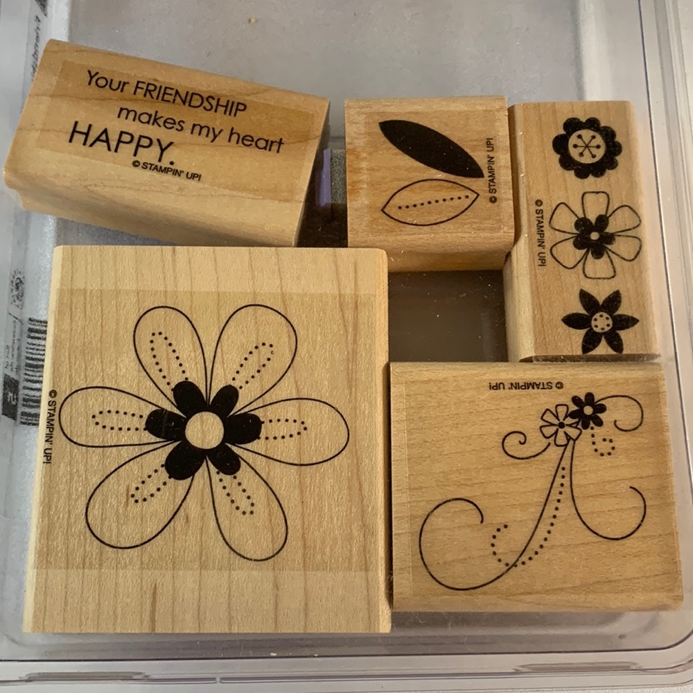 Stampin' Up FRIENDSHIP BLOOMS Mounted Wood Stamp Set RETIRED